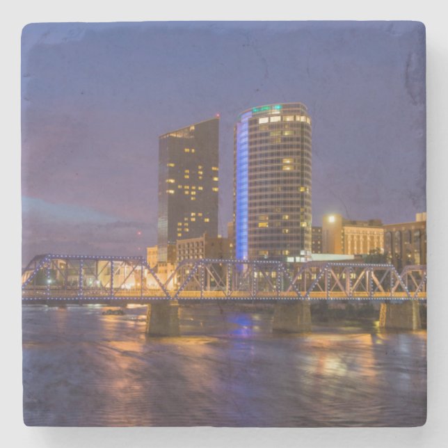 Skyline vid Dusk, vid Grand River Underlägg Sten (Framsidan)