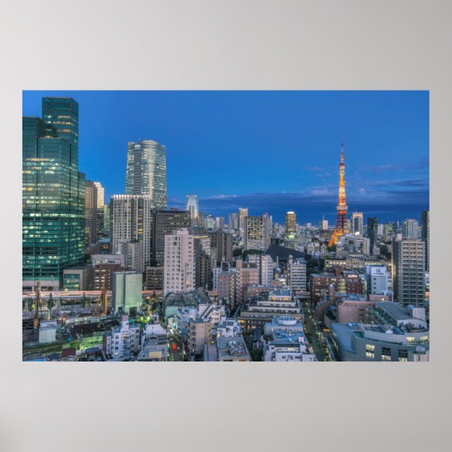 Skyline vid tvinnat ljus poster (Framsidan)