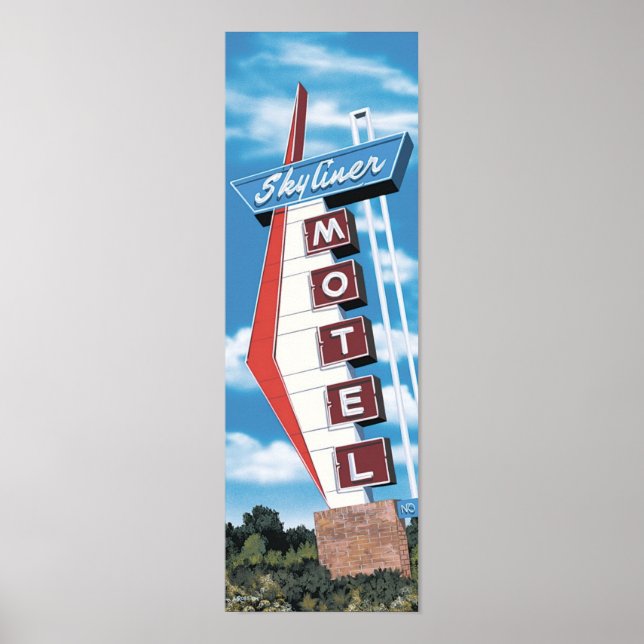 Skyliner Motel på Route 66 Retro Poster (Framsidan)