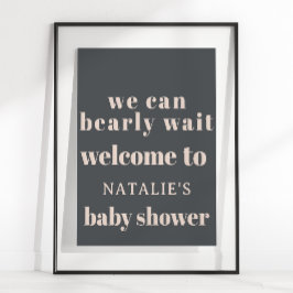 Skylt för baby shower med rosa grå boho typografi