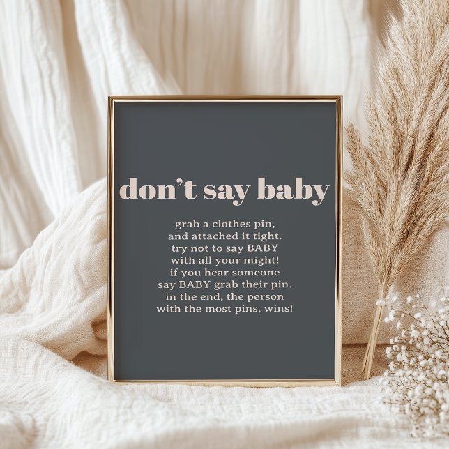Skylt för baby shower-spel med rosa grå boho-typog (Skapare uppladdad)
