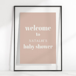 Skylt för babyfirande med rosa sandstens typografi