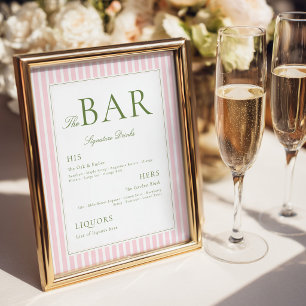 Skylt för BAR med rosa ränder
