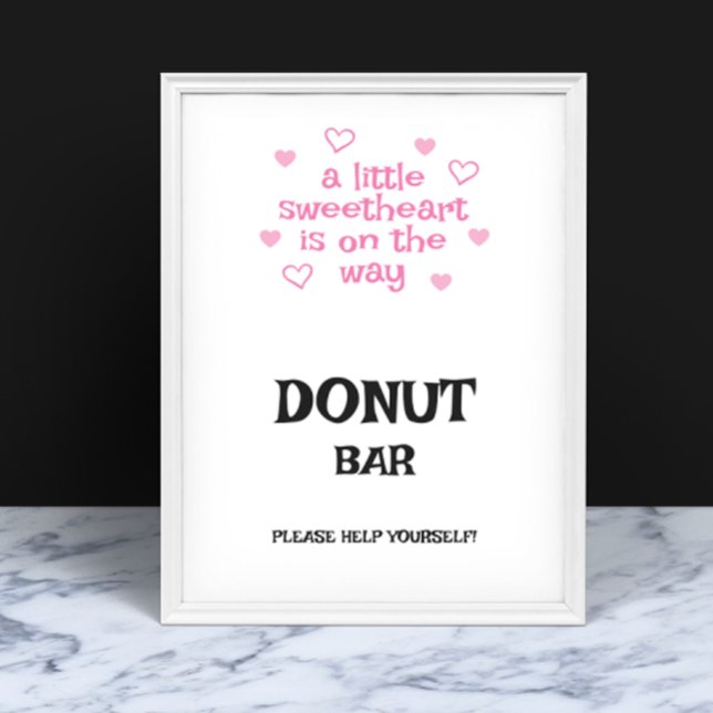 Skylt för dusch med rosa hjärtans Donut Bar (Skapare uppladdad)