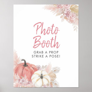 Skylt för fotobås med rosa höstkärlekspumpa