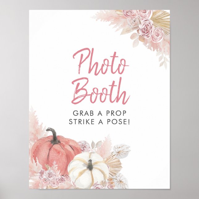 Skylt för fotobox med rosa höstlängtan pumpa (Framsidan)