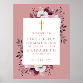 Skylt för pink boho botanisk nattvard välkommen