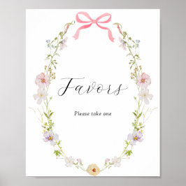 Skylt för presenter med rosa vildblomsbukett