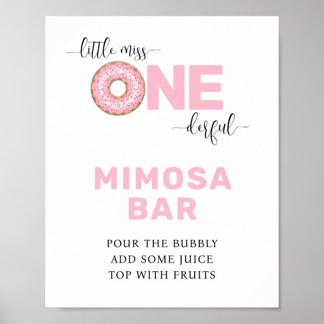 Skylt för Rosa 1-årsfirande Mom-osa Bar (Framsidan)