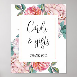 Skylt för rosa blommiga baby shower-kort och prese