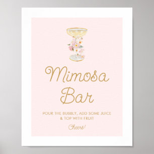 Skylt för Rosa Blommor och Prosecco Mimosa Bar