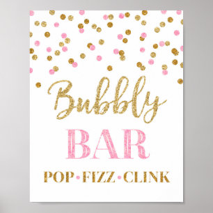 Skylt för Rosa Guld Konfetti Bubbly Bar