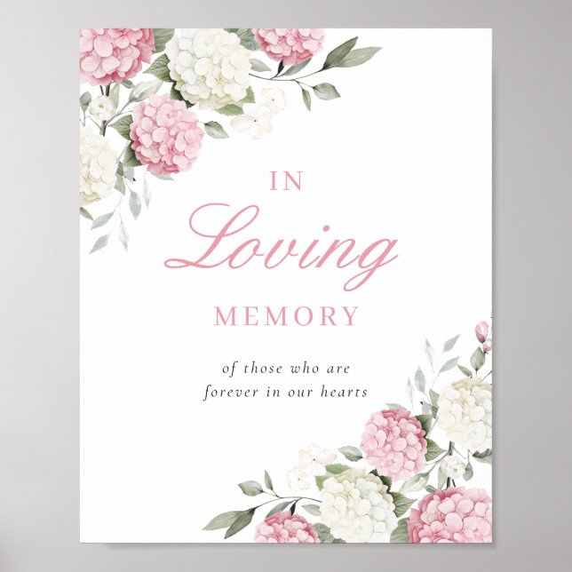 Skylt för Rosa Hydrangea Till Minne Av (Framsidan)