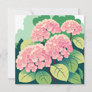 Skylt för rosa hydrangeabusk