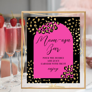 Skylt för rosa leopardtryckt Mom-osa-bar