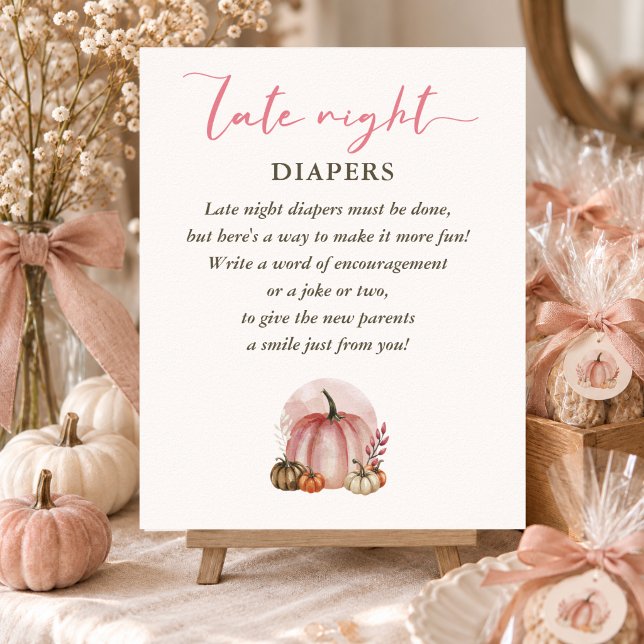 Skylt för Rosa Pumpa Baby Shower Sent Diapers (Skapare uppladdad)