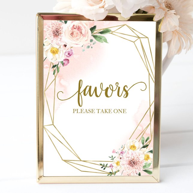 Skylt för Rosa Rodnad Blommig Geometrisk Förmån (Skapare uppladdad)