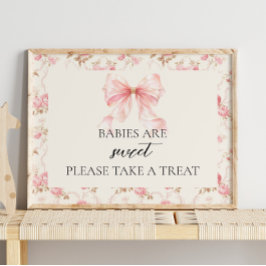 Skylt för söta presenter vid baby shower i Rosa Bo