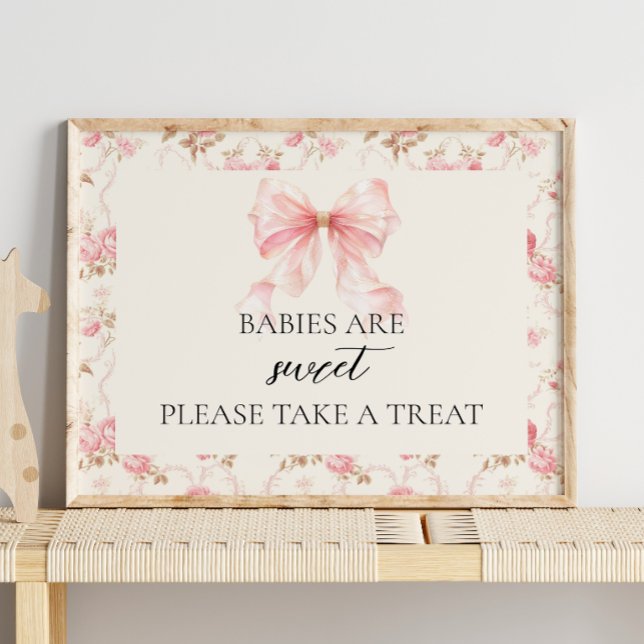 Skylt för söta presenter vid baby shower i Rosa Bo (Skapare uppladdad)