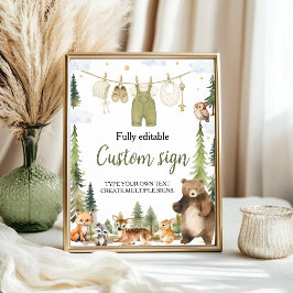 Skylt för träddjurs-baby shower-fest