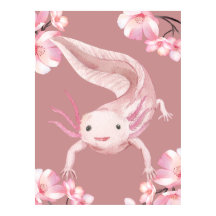 Skylt med rosa blommig axolotl
