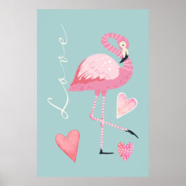 Skylt med rosa flamingo kärlek