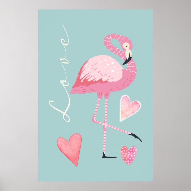 Skylt med rosa flamingo kärlek (Framsidan)