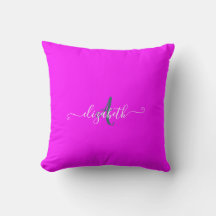 Skylt med rosa fluorescerande neonmonogram