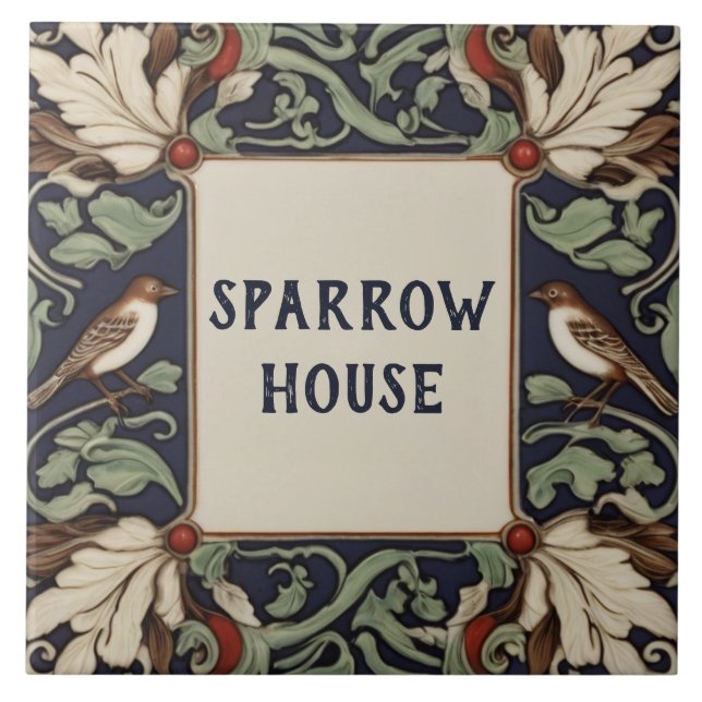 Skylt på plåt på Grönten Bird House Namn Kakelplatta (Framsidan)