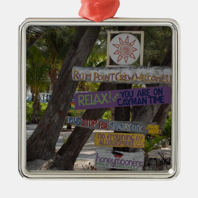 Skylt Rum Point Grand Cayman Julgransprydnad Metall (Framsidan)