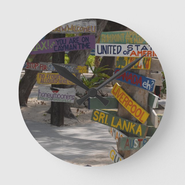 Skylt Rum Point Grand Cayman Rund Klocka (Framsida)