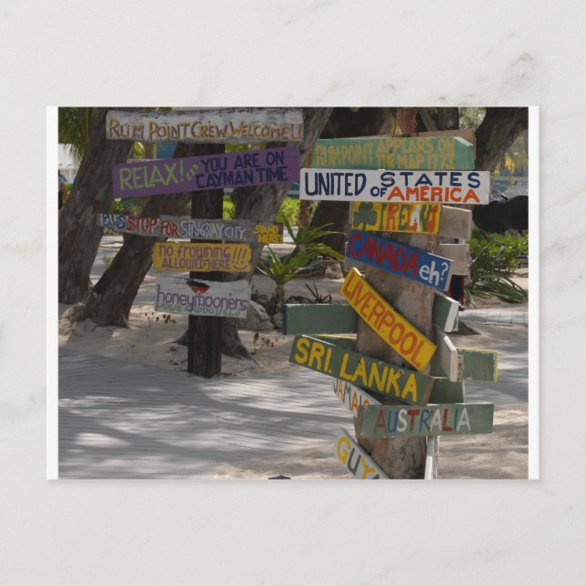 Skylt Rum Point Grand Cayman Vykort (Framsida)