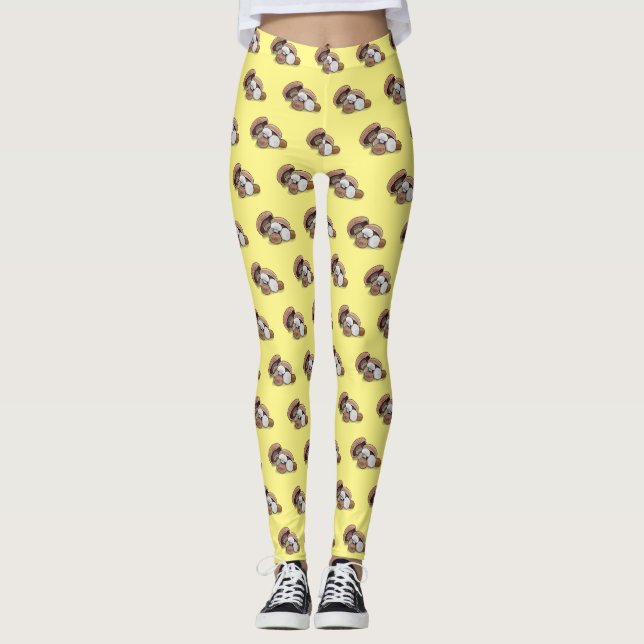 Skymda tecknad illustration leggings (Framsida)