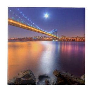 Skymning George Washington BridgePalisades, NJ. Kakelplatta