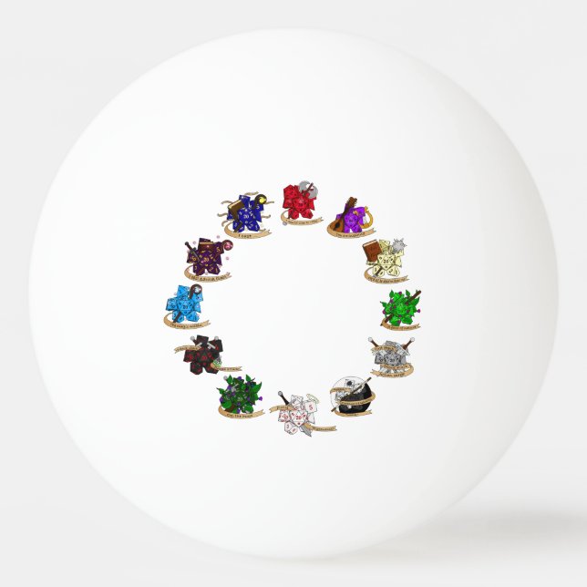 Skymning och drakmer av klass Dice-design Pingisboll (Framsidan)