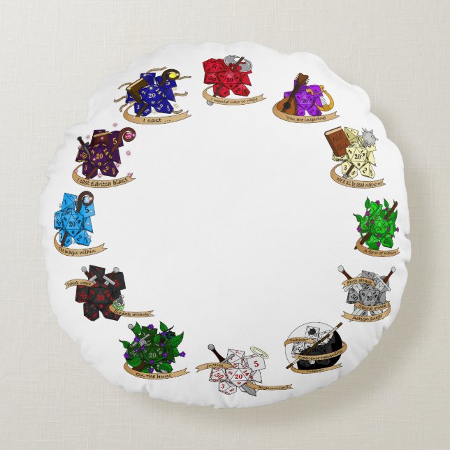 Skymning och drakmer av klass Dice-design Rund Kudde (Framsidan)