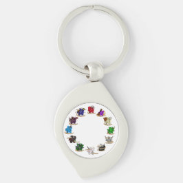 Skymning och drakmer av klass Dice-design Swirl Silverfärgad Nyckelring