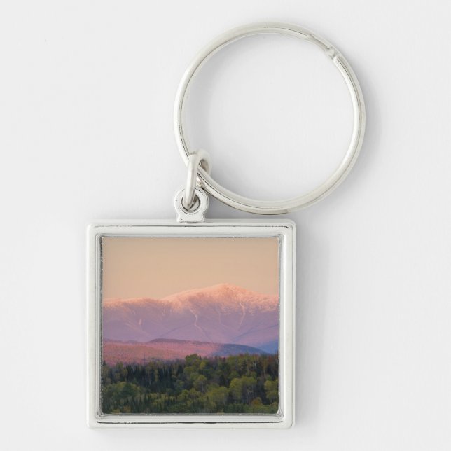 Skymning och Mount Washington i New Hampshire Fyrkantig Silverfärgad Nyckelring (Framsidan)