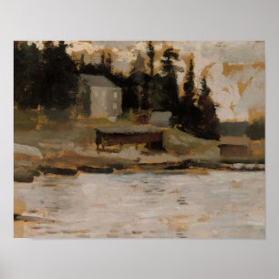 Skymning över en lugn strand - Vintagekonsttryck Poster