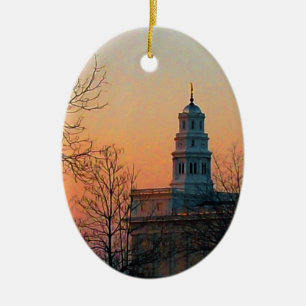 Skymning på det Nauvoo tempelet Julgransprydnad Keramik