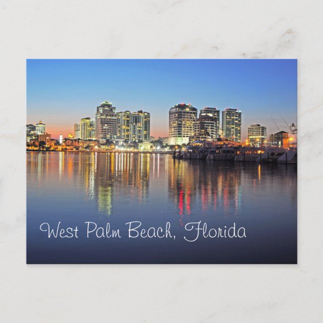 Skymningen faller över West Palm Beach Florida Vykort (Framsida)
