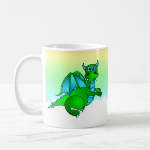 Skymningflyg - gullig grönt- & blåttdrake kaffemugg