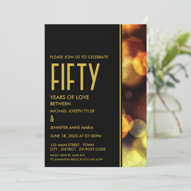 Skymningsljus med Bokeh, årsdag Inbjudningar (Stående Fram)