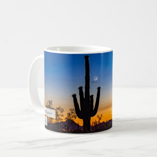 Skymningspsalm Saguaro Psalm 18:28 KJV Kaffemugg (Framsida vänster)