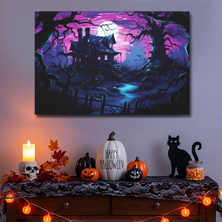 Skymningsstig till spökhuset Halloween Manor Canvastryck
