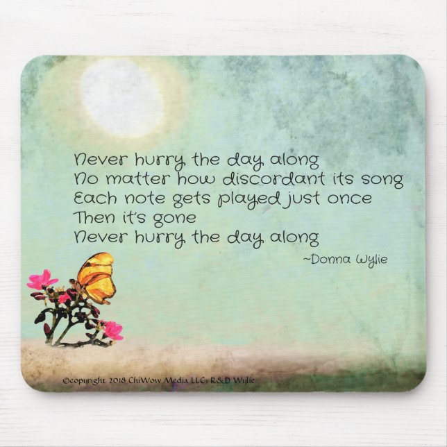 Skynda dig aldrig på dagen musmatta (Framsidan)