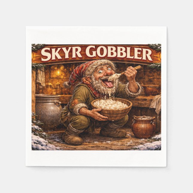 Skyr-gnuggaren isländska julpojken pappersservett (Framsidan)