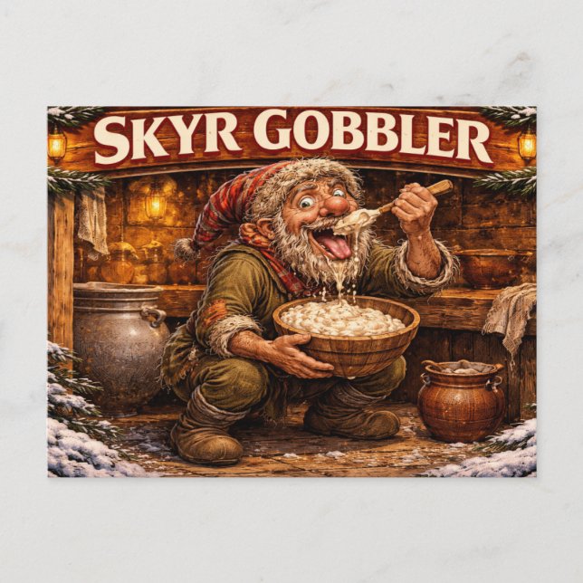 Skyr Gobblearen Isländsk Julpojke Vykort (Framsida)