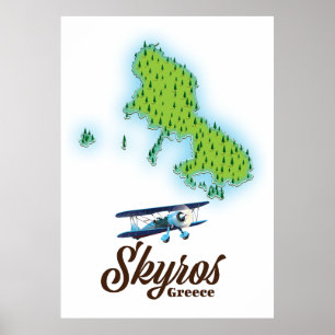 Skyros Greece karta Poster