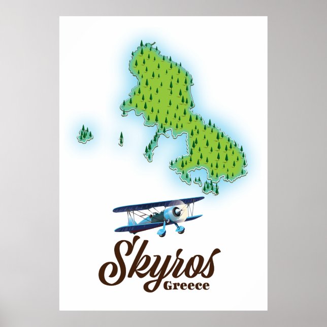 Skyros Grekland ö karta Poster (Framsidan)
